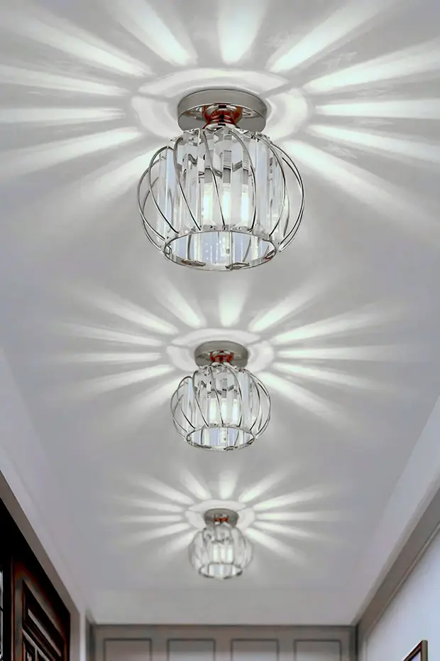 Bella Luce Model Krom Renk Kaplama Metal Kristal Taşlı Yatak Salon Oturma Odası Plafonyer Avize